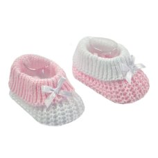 S431-P: Pink Cotton Bootees w/Bow